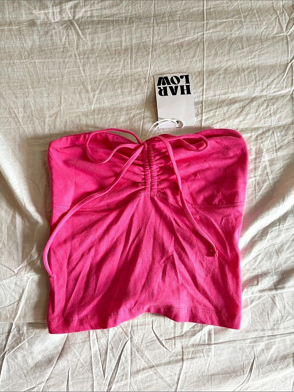 Har Low HAR 50079-NPK Ruched Pink Crop Top Size XS NWT